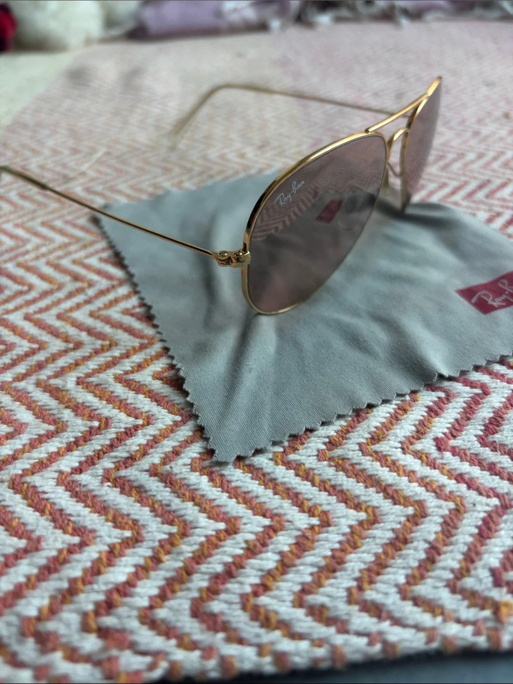 RayBan Aviators Gold/Crystal Brown Pink Silver Mirror 62mm